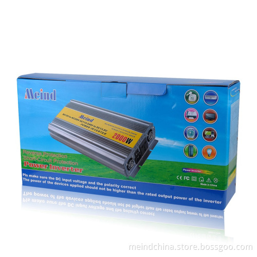 Hot Selling Pure Sine Wave Built-In Charger DC to AC Continuous 2000W Peak 4000 Watt Universal Socket Power Inverter